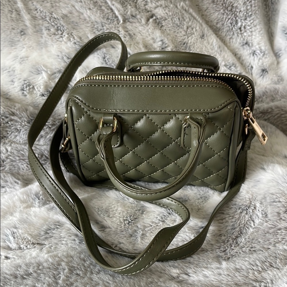 LIKE DREAMS | Olive Green | Quilted |Faux Leather | Mini | Crossbody Bag/Handbag